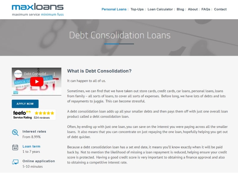 max loans debt consolidation