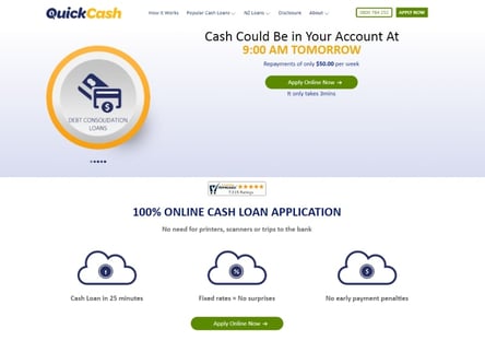 QuickCash Finance homepage