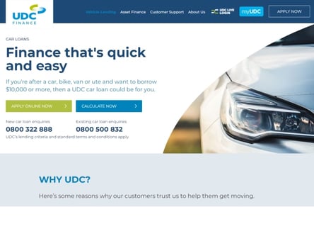 UDC Finance homepage