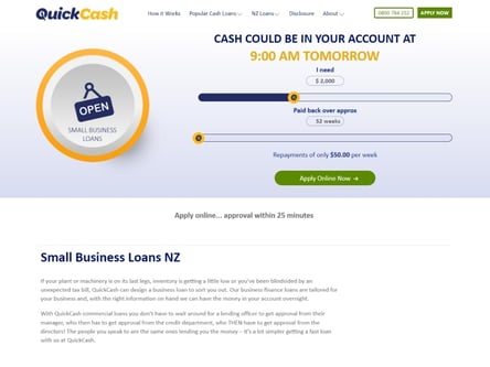 QuickCash Finance homepage