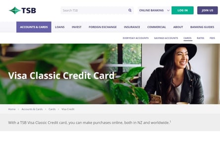 TSB Credit Card homepage